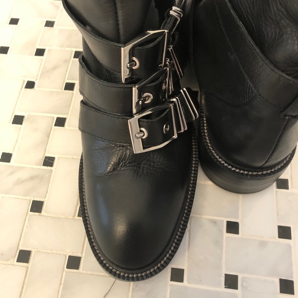 Zara Black Faux Fur Lined Leather Boots - Picture 3 of 5